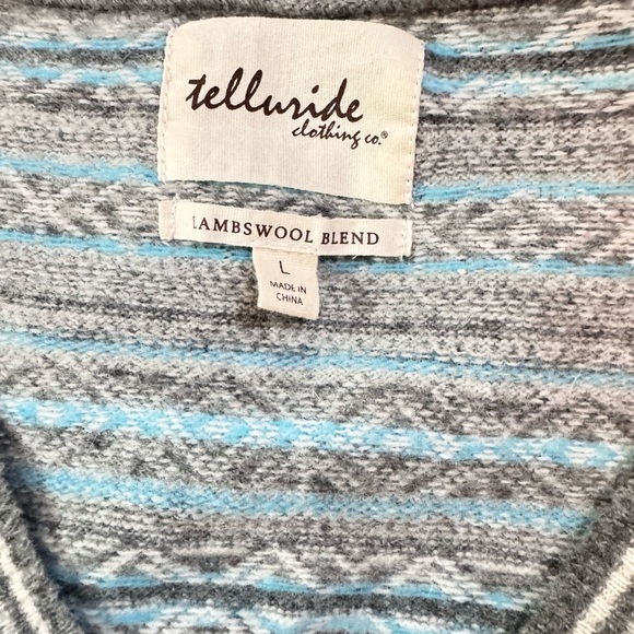 Telluride Fair Isle Lambswool Blend Sweater Cardigan (L) - Picture 6 of 6